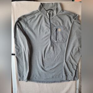 Carhartt Heather Gray Sweatshirt Front Zipper Pocket Sz XL